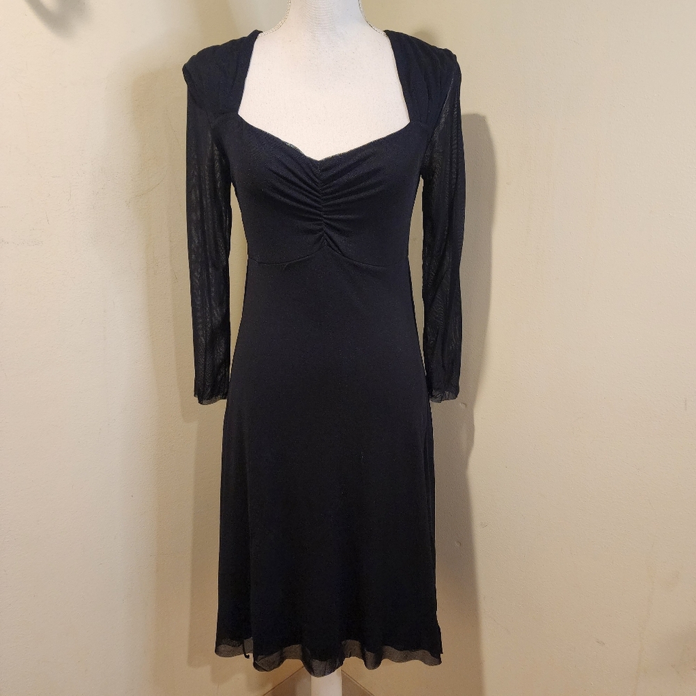 Mimi Maternity Elegant Black Long Sleeve Mesh Dress Size S